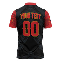 Custom Football 2026 Albania Black Zipper Polo Shirt Kuqezinjte Come On