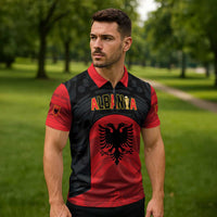 Custom Football 2026 Albania Black Zipper Polo Shirt Kuqezinjte Come On