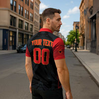 Custom Football 2026 Albania Black Zipper Polo Shirt Kuqezinjte Come On