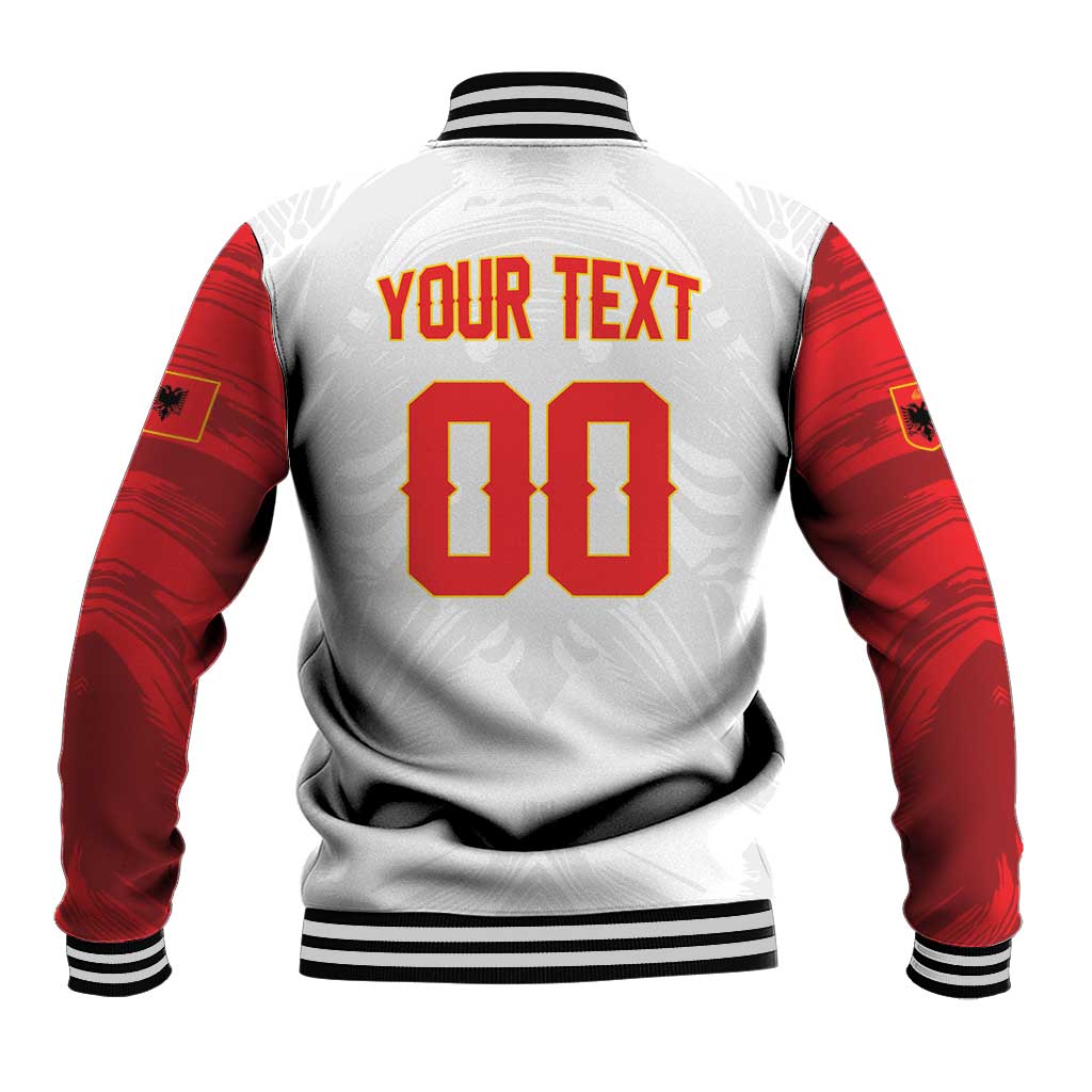 Custom Football 2026 Albania White Baseball Jacket Kuqezinjte Come On