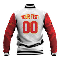 Custom Football 2026 Albania White Baseball Jacket Kuqezinjte Come On
