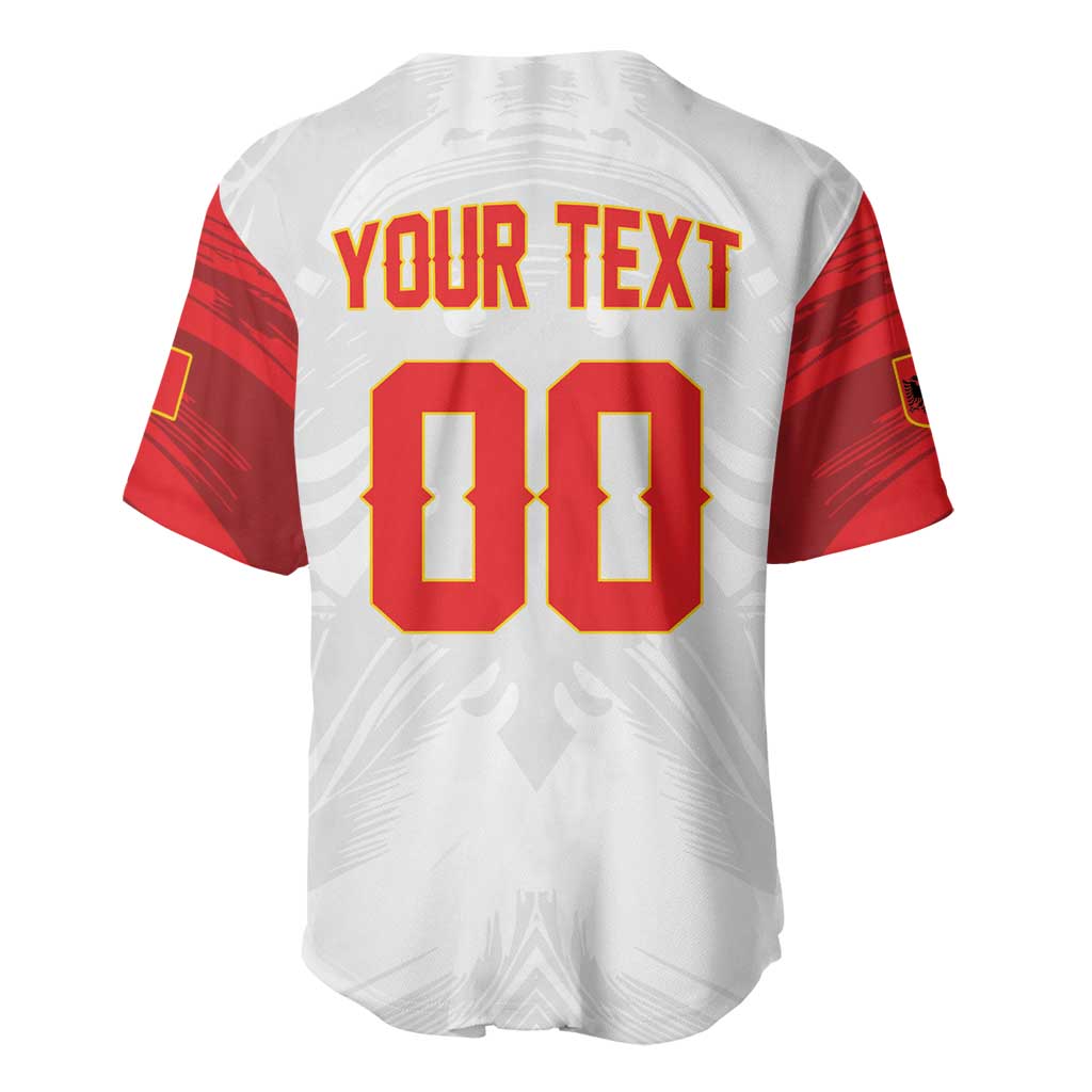 Custom Football 2026 Albania White Baseball Jersey Kuqezinjte Come On
