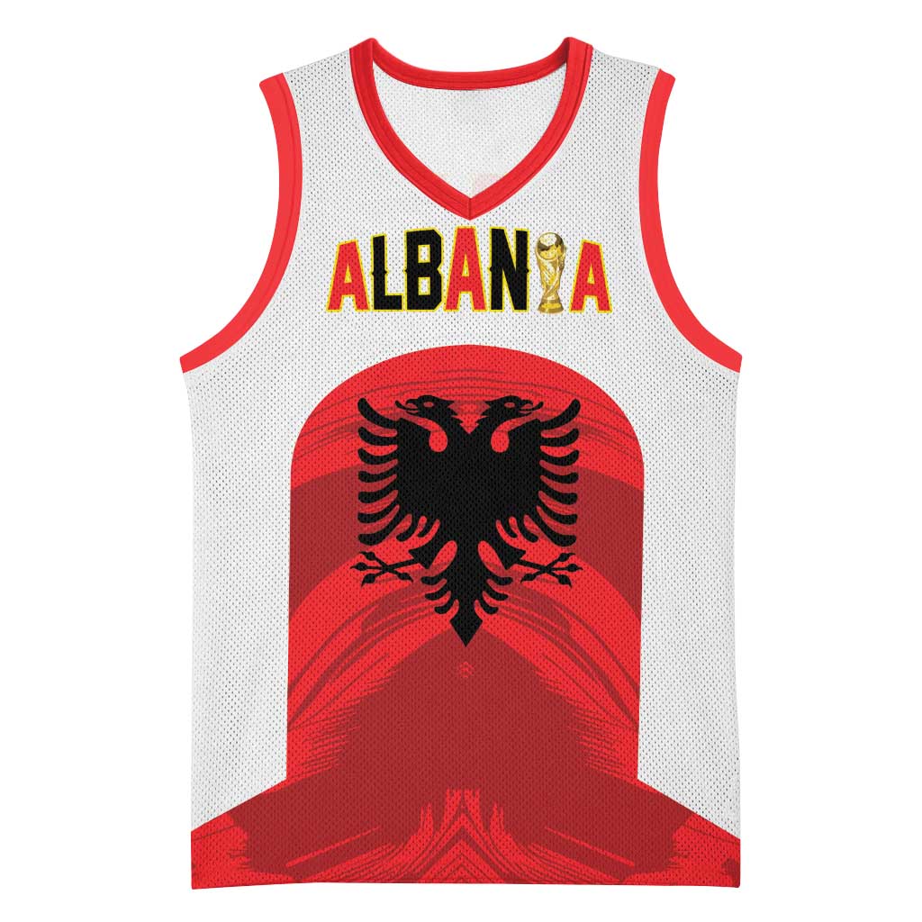 Custom Football 2026 Albania White Basketball Jersey Kuqezinjte Come On