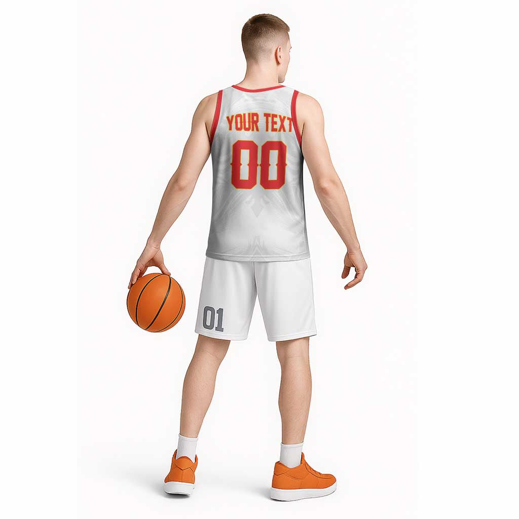 Custom Football 2026 Albania White Basketball Jersey Kuqezinjte Come On