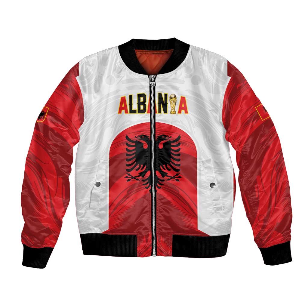 Custom Football 2026 Albania White Bomber Jacket Kuqezinjte Come On