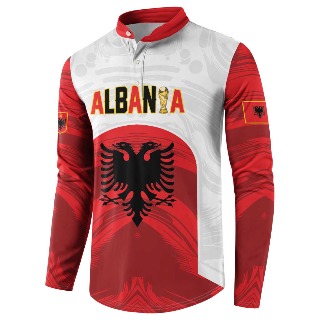 Custom Football 2026 Albania White Button Sweatshirt Kuqezinjte Come On