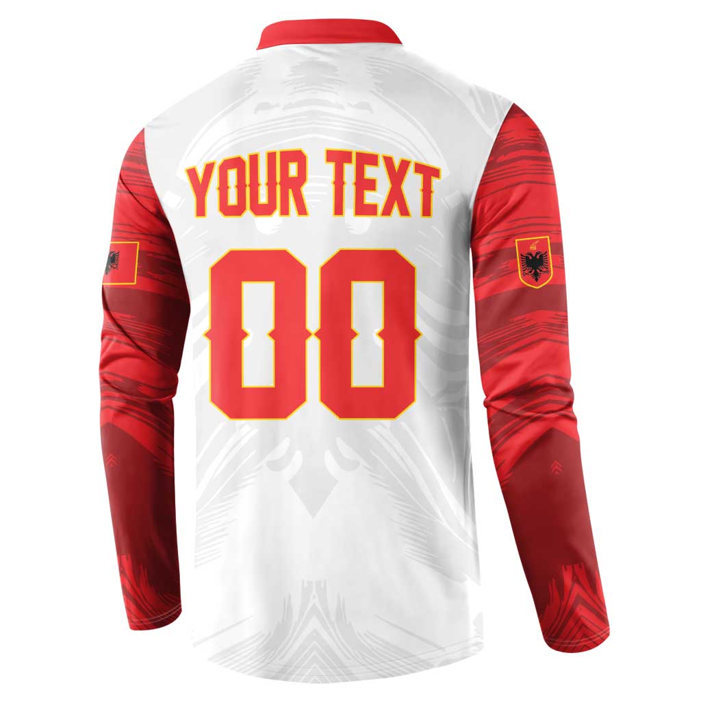 Custom Football 2026 Albania White Button Sweatshirt Kuqezinjte Come On