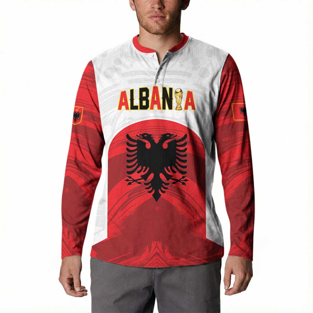 Custom Football 2026 Albania White Button Sweatshirt Kuqezinjte Come On