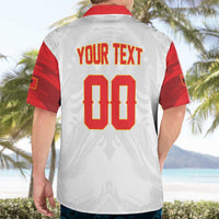 Custom Football 2026 Albania White Hawaiian Shirt Kuqezinjte Come On
