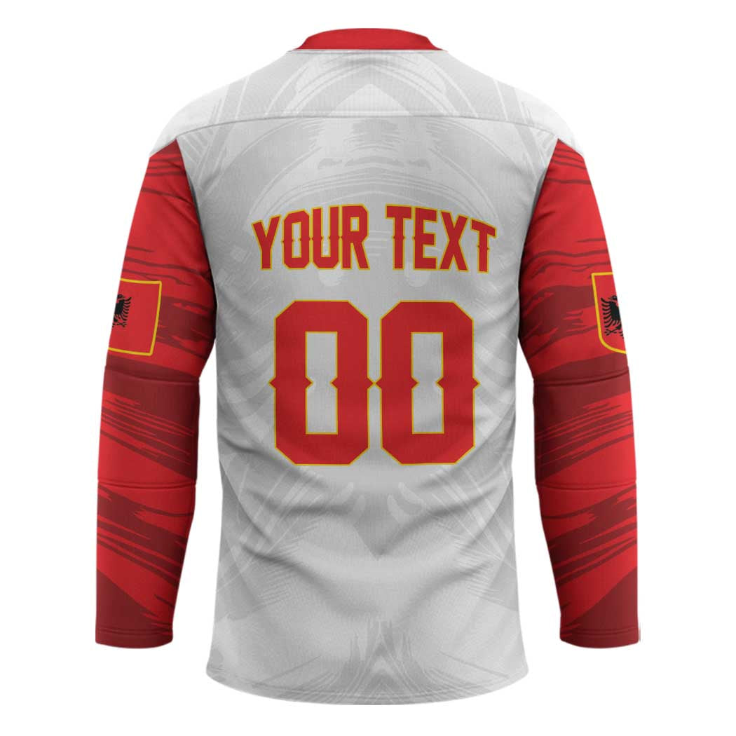 Custom Football 2026 Albania White Hockey Jersey Kuqezinjte Come On