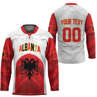 Custom Football 2026 Albania White Hockey Jersey Kuqezinjte Come On