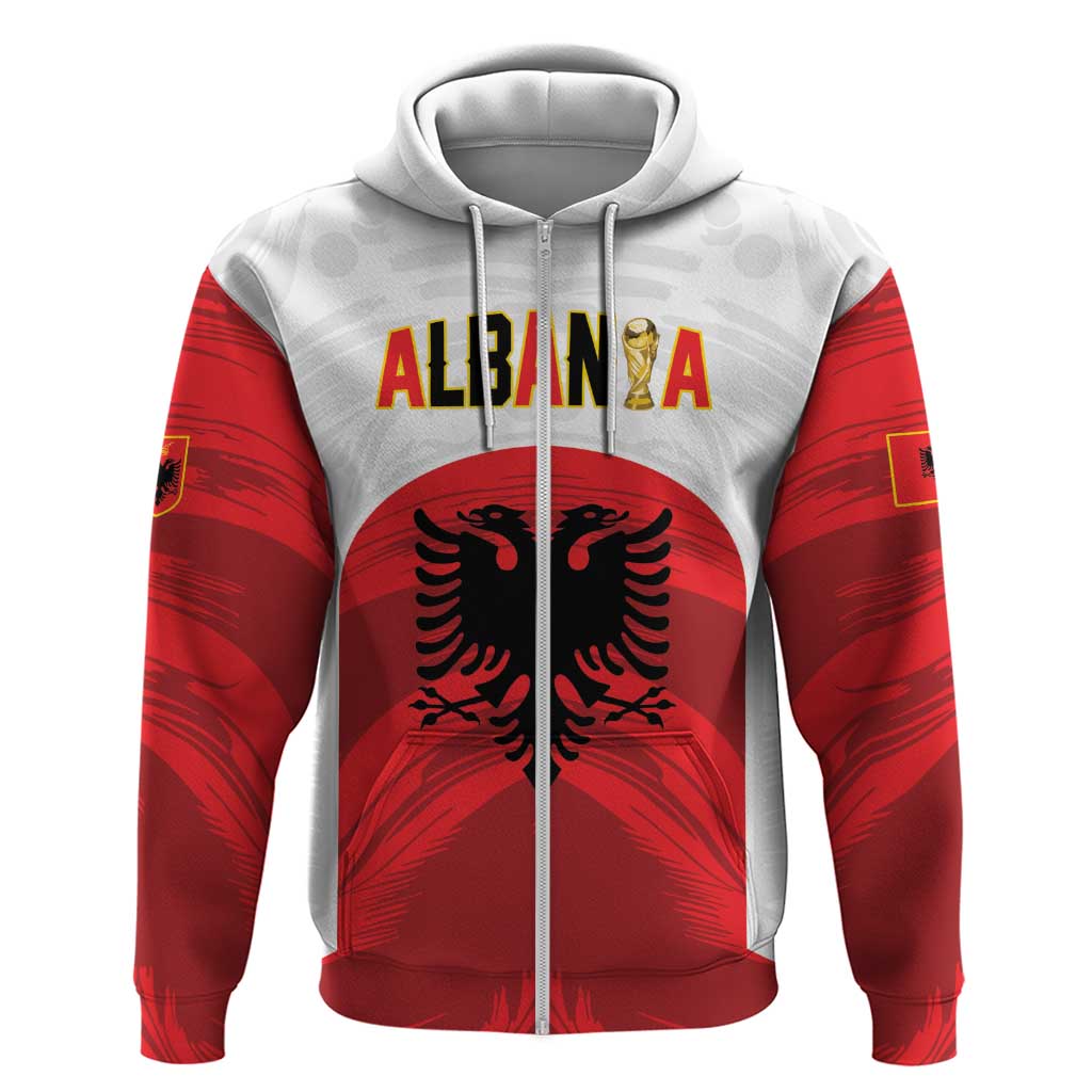 Custom Football 2026 Albania White Hoodie Kuqezinjte Come On