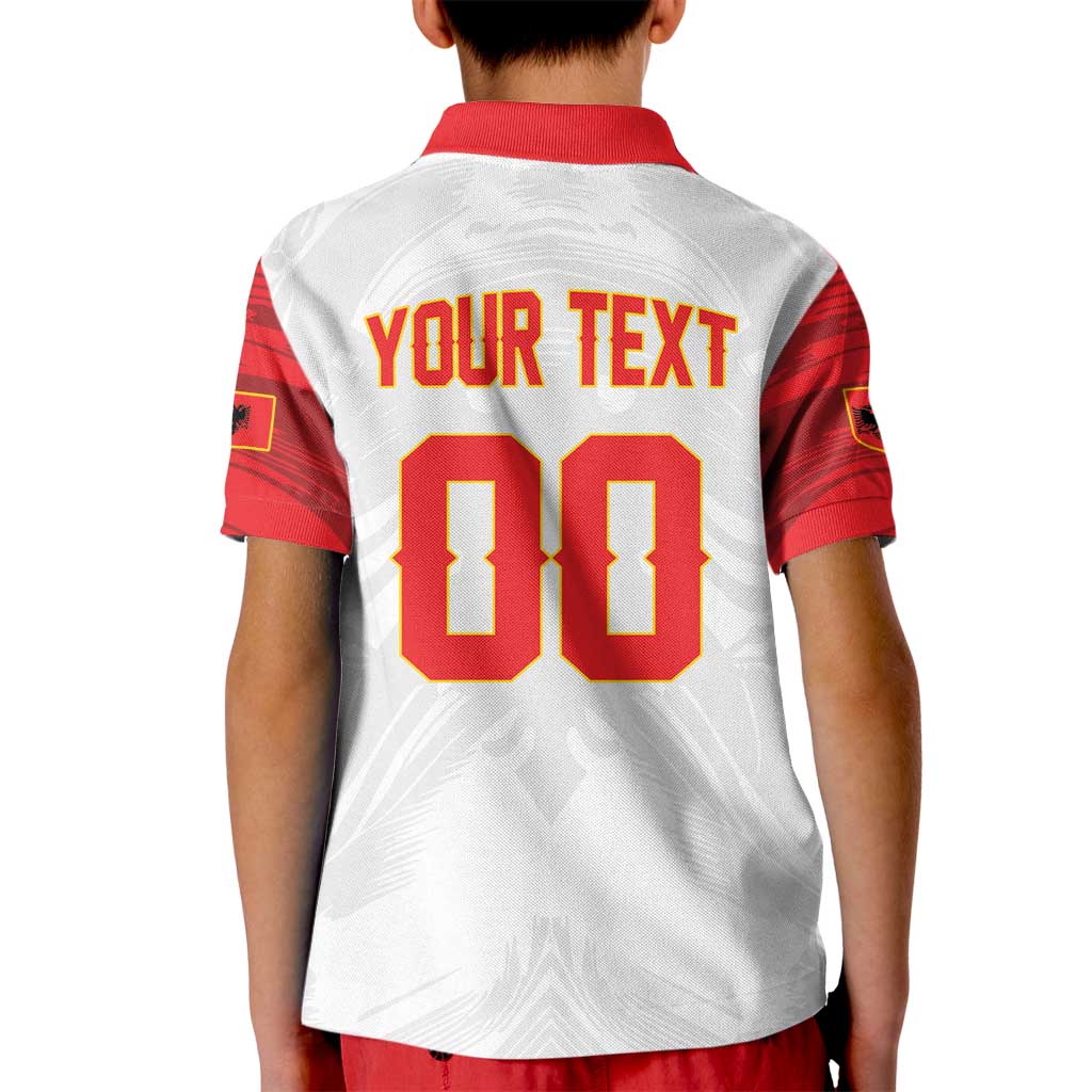 Custom Football 2026 Albania White Kid Polo Shirt Kuqezinjte Come On