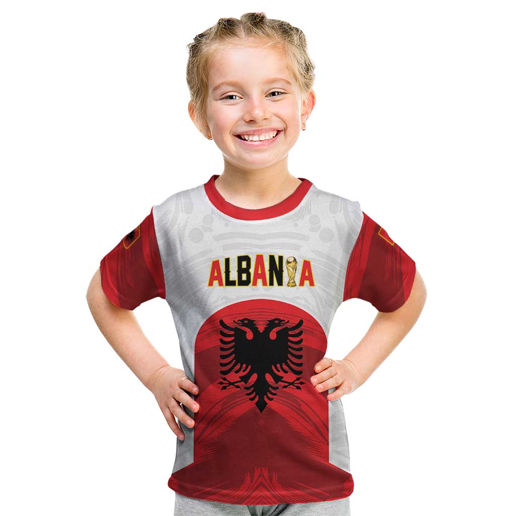 Custom Football 2026 Albania White Kid T Shirt Kuqezinjte Come On