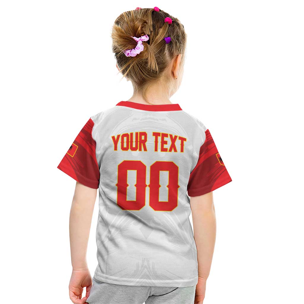Custom Football 2026 Albania White Kid T Shirt Kuqezinjte Come On