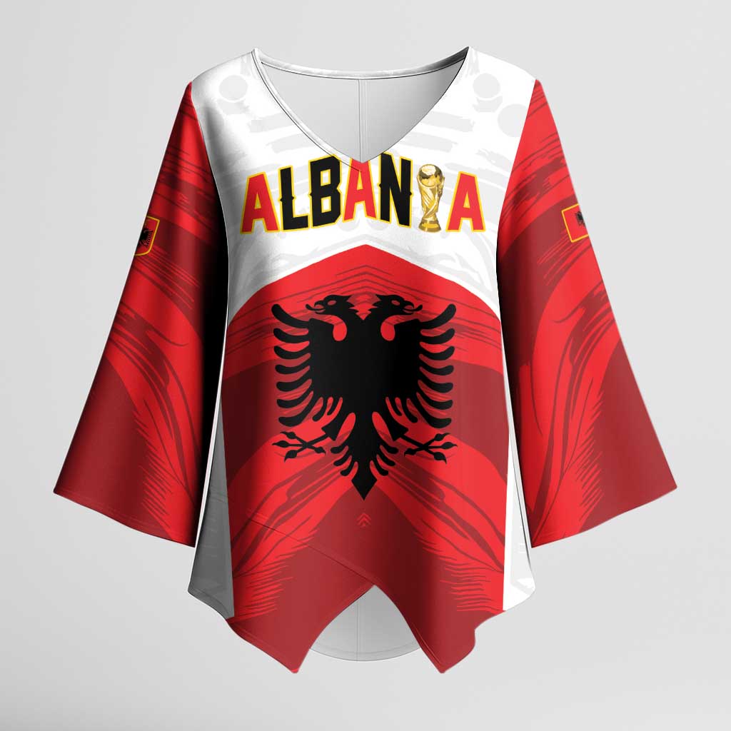 Custom Football 2026 Albania White Kimono Sleeve Blouse Kuqezinjte Come On