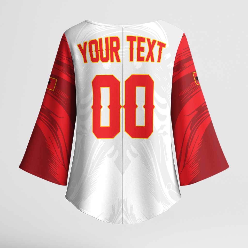 Custom Football 2026 Albania White Kimono Sleeve Blouse Kuqezinjte Come On
