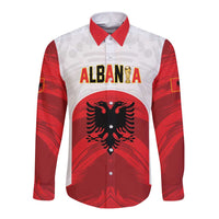 Custom Football 2026 Albania White Long Sleeve Button Shirt Kuqezinjte Come On