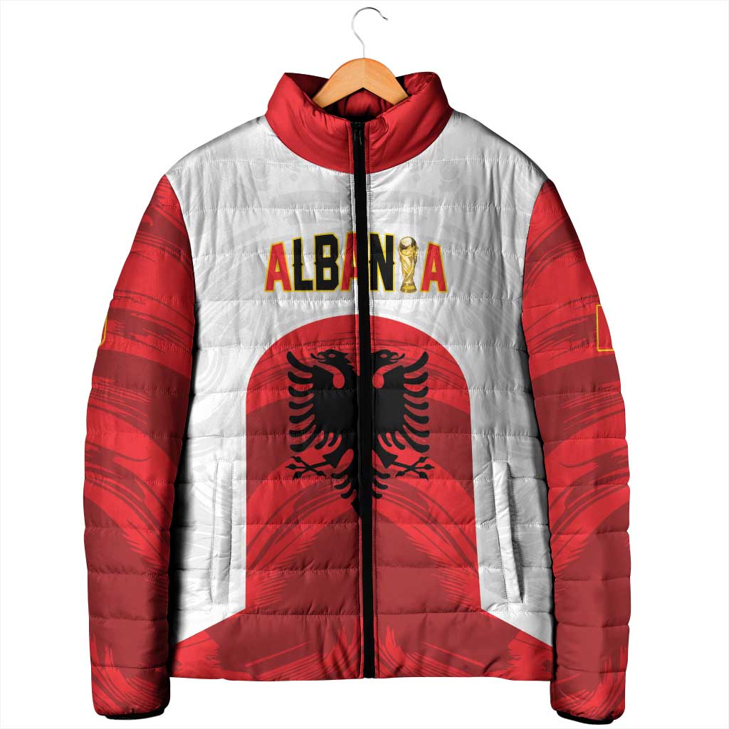 Custom Football 2026 Albania White Padded Jacket Kuqezinjte Come On