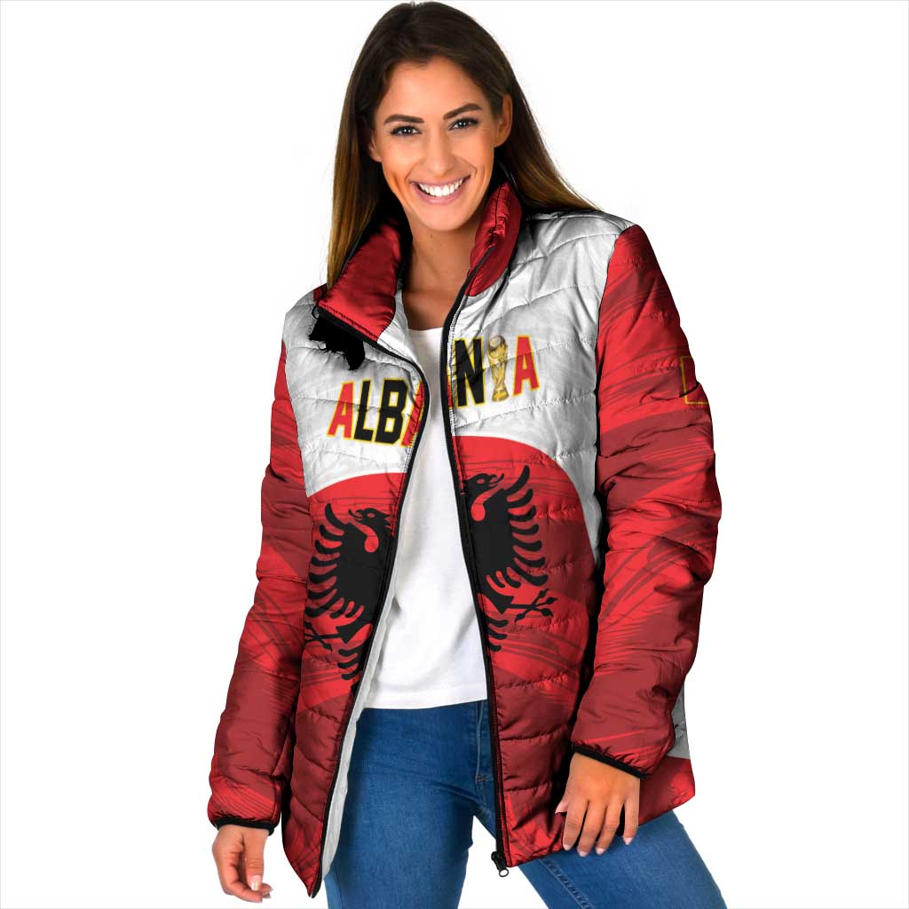 Custom Football 2026 Albania White Padded Jacket Kuqezinjte Come On