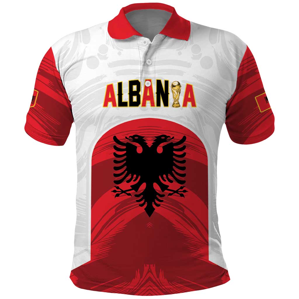 Custom Football 2026 Albania White Polo Shirt Kuqezinjte Come On