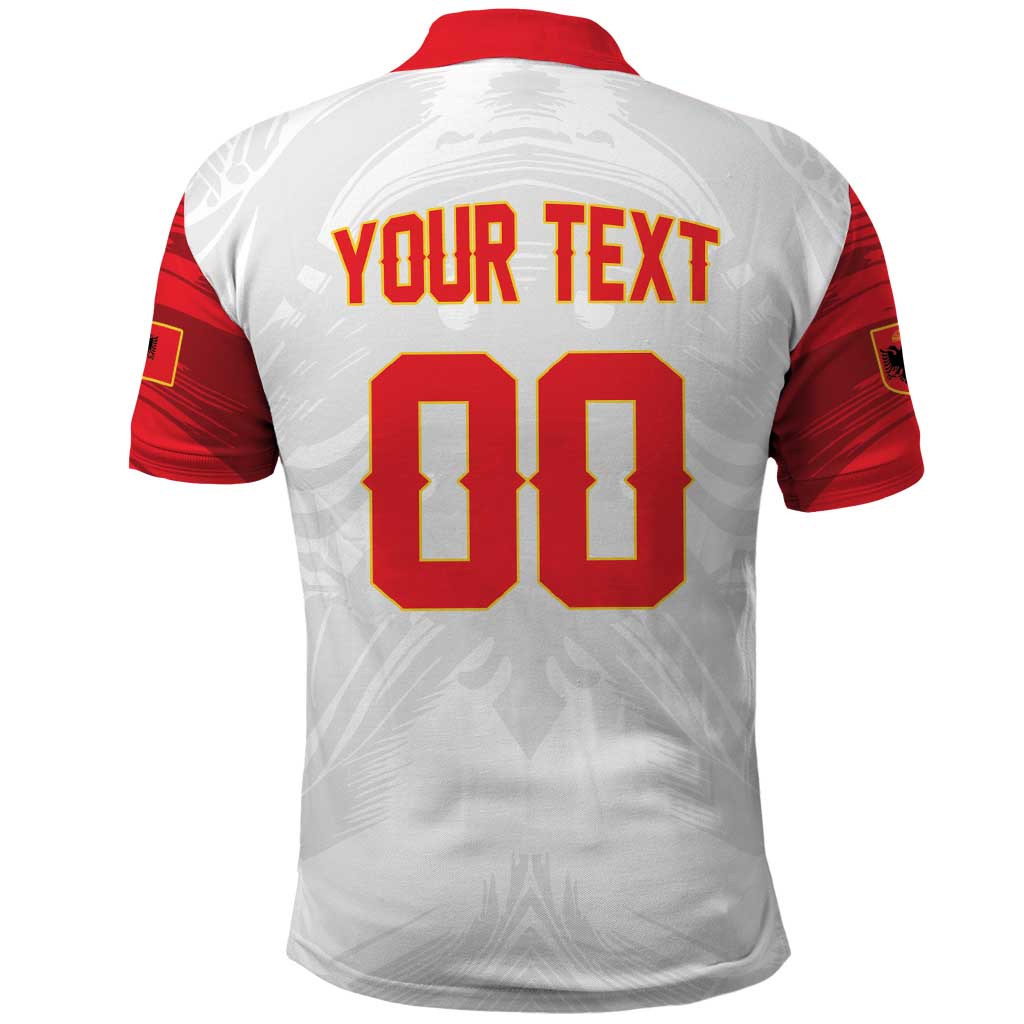 Custom Football 2026 Albania White Polo Shirt Kuqezinjte Come On