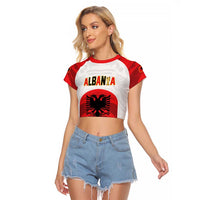 Custom Football 2026 Albania White Raglan Cropped T Shirt Kuqezinjte Come On