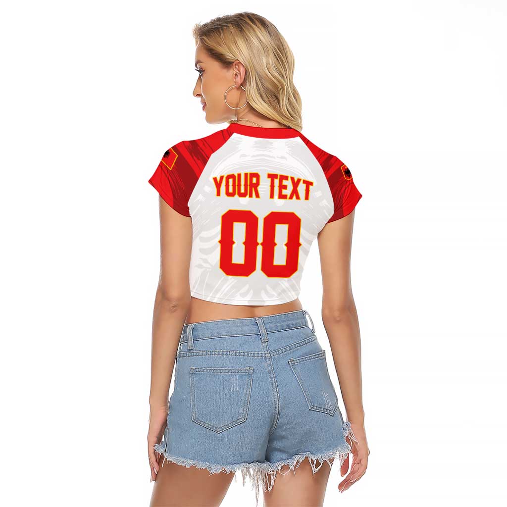 Custom Football 2026 Albania White Raglan Cropped T Shirt Kuqezinjte Come On