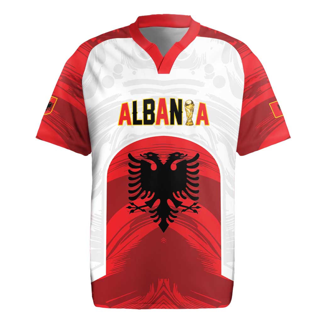 Custom Football 2026 Albania White Rugby Jersey Kuqezinjte Come On