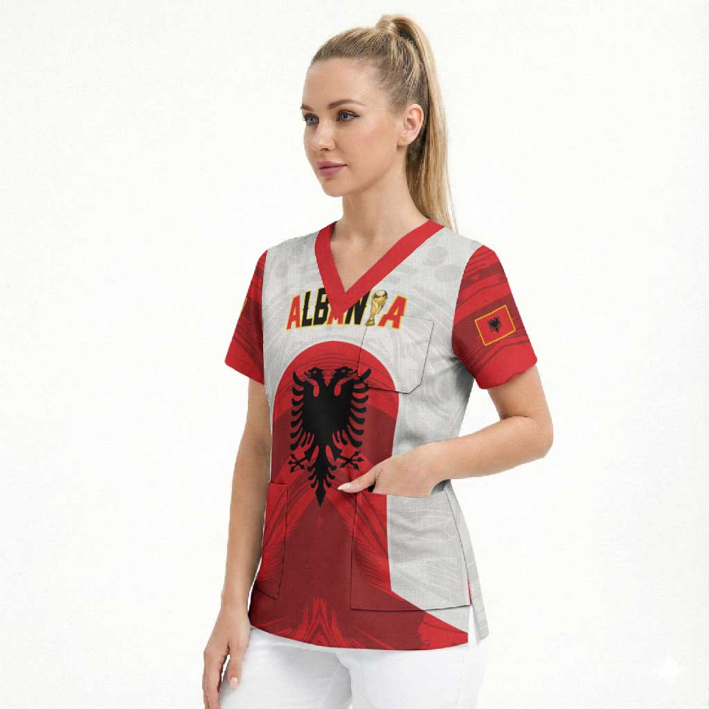 Custom Football 2026 Albania White Scrub Top Kuqezinjte Come On