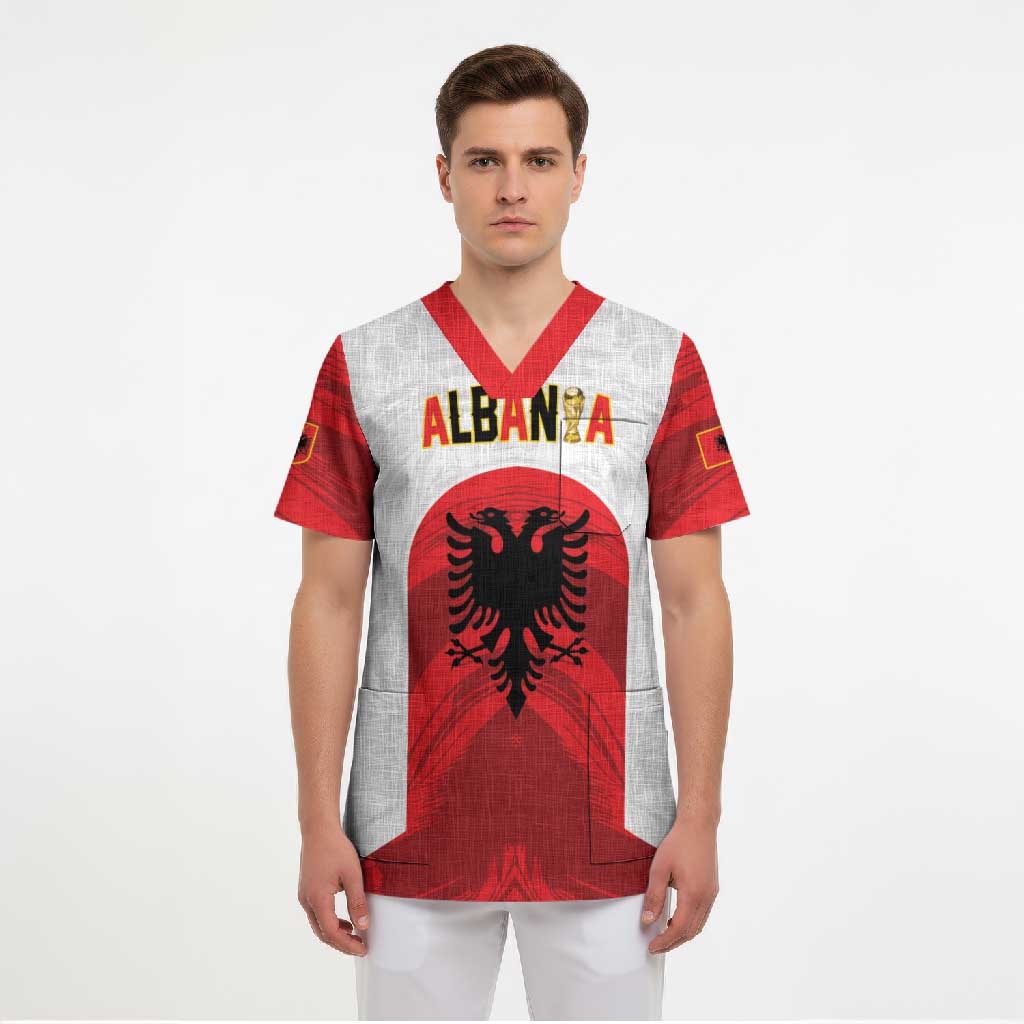 Custom Football 2026 Albania White Scrub Top Kuqezinjte Come On