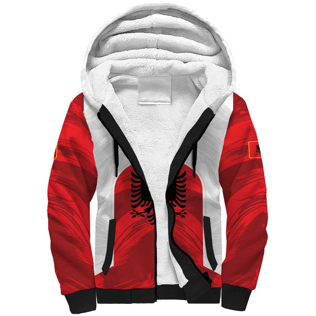 Custom Football 2026 Albania White Sherpa Hoodie Kuqezinjte Come On