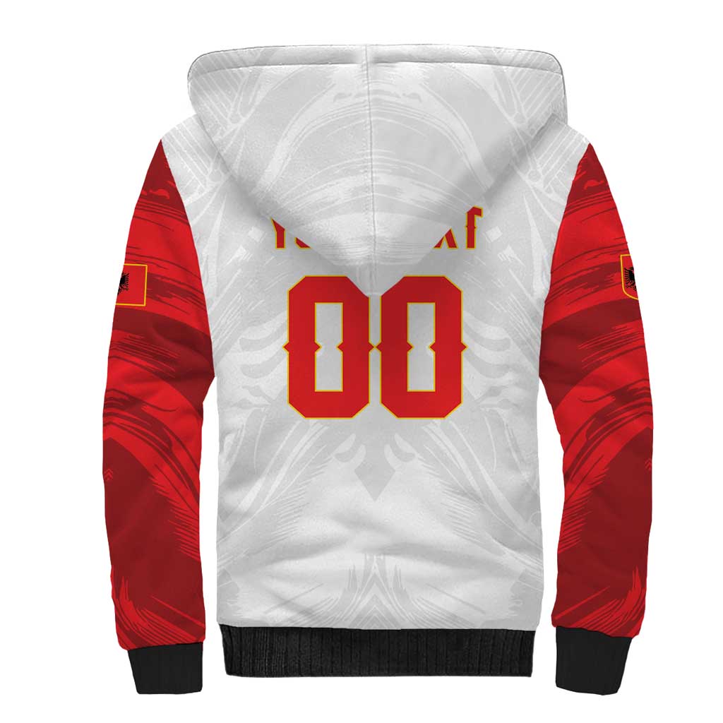 Custom Football 2026 Albania White Sherpa Hoodie Kuqezinjte Come On