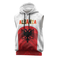 Custom Football 2026 Albania White Sleeveless Hoodie Kuqezinjte Come On