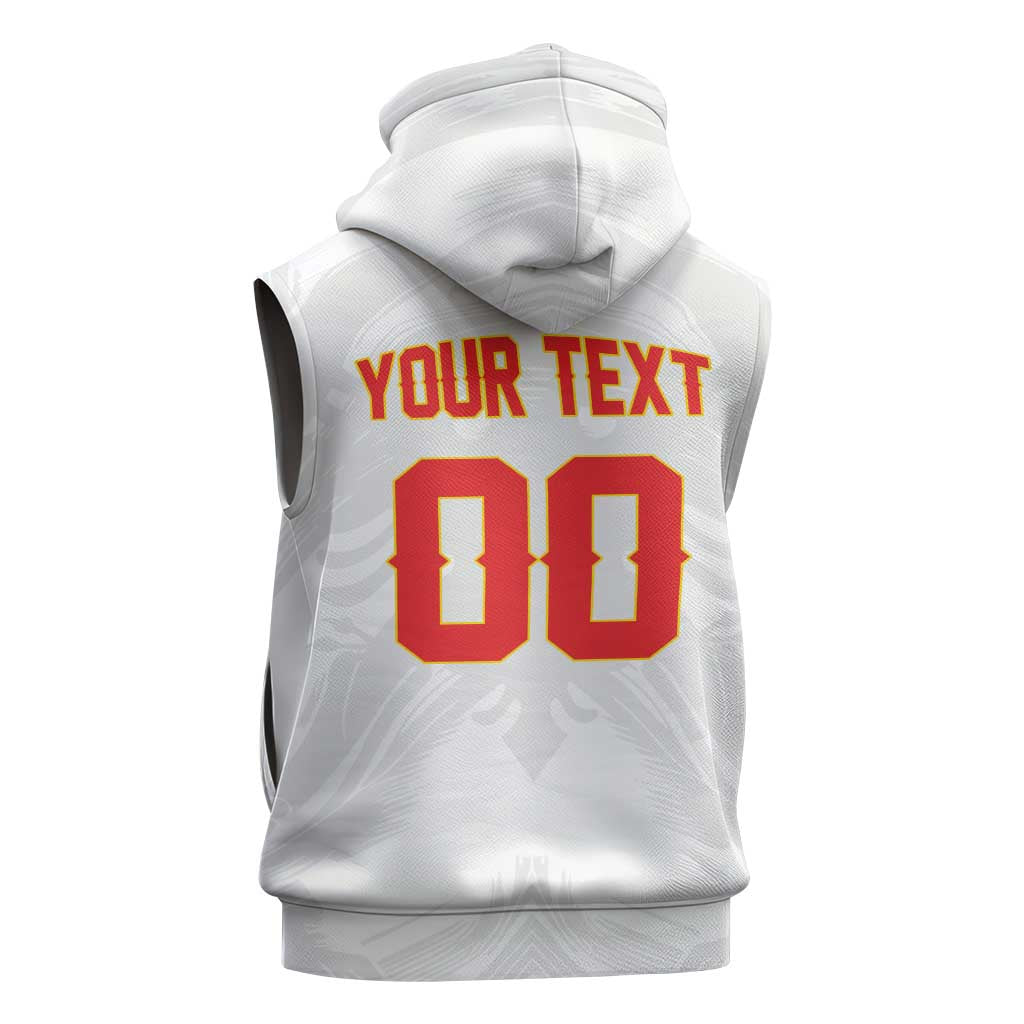 Custom Football 2026 Albania White Sleeveless Hoodie Kuqezinjte Come On