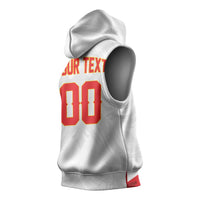Custom Football 2026 Albania White Sleeveless Hoodie Kuqezinjte Come On