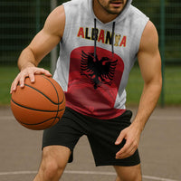 Custom Football 2026 Albania White Sleeveless Hoodie Kuqezinjte Come On