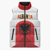 Custom Football 2026 Albania White Sleeveless Puffer Jacket Kuqezinjte Come On