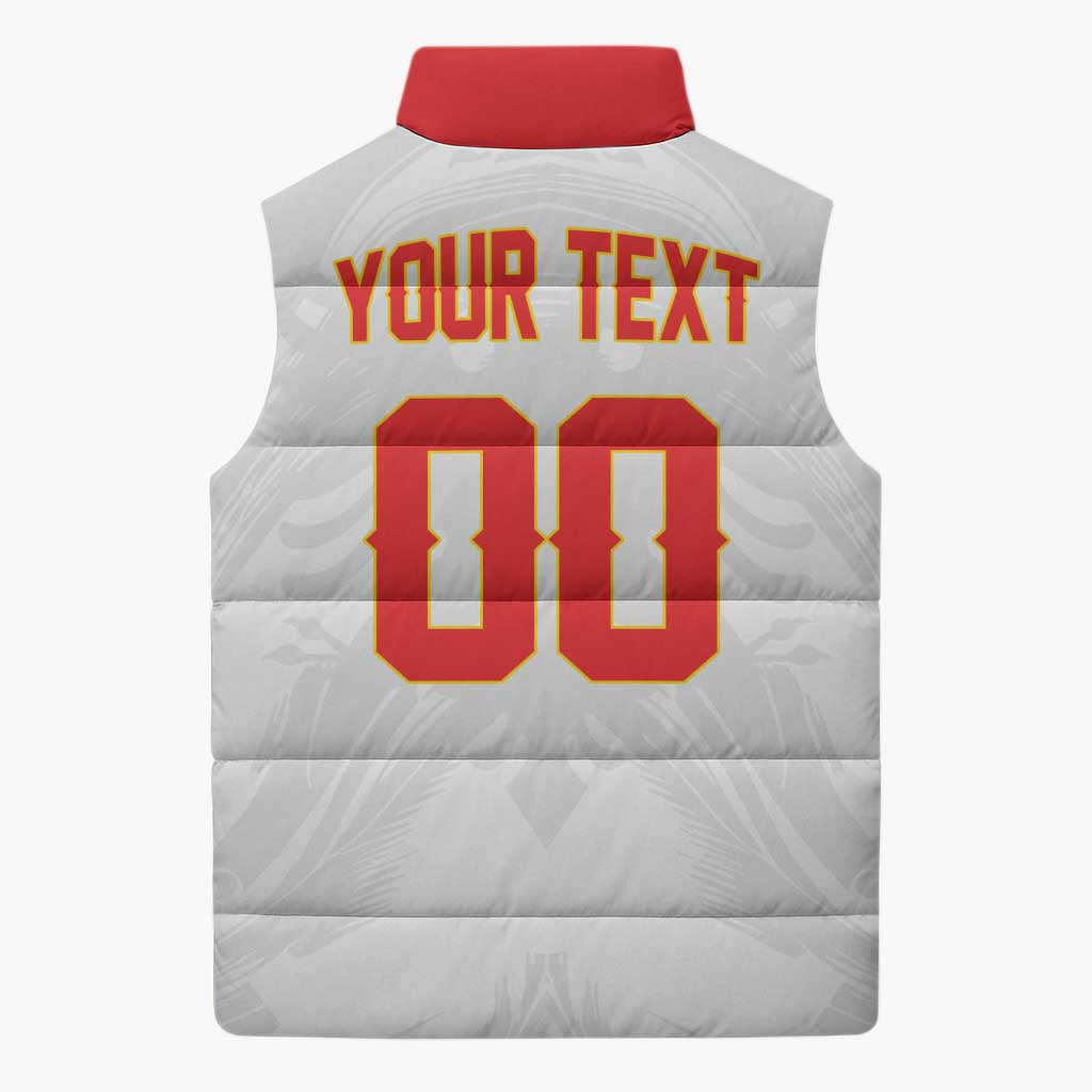 Custom Football 2026 Albania White Sleeveless Puffer Jacket Kuqezinjte Come On