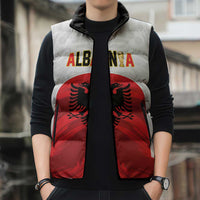 Custom Football 2026 Albania White Sleeveless Puffer Jacket Kuqezinjte Come On