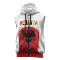 Custom Football 2026 Albania White Sleeveless Zip Hoodie Kuqezinjte Come On