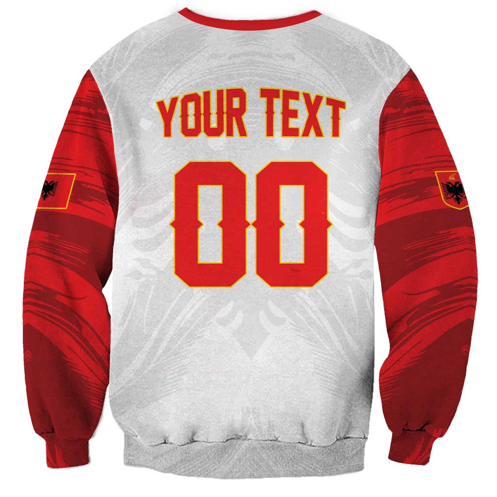 Custom Football 2026 Albania White Sweatshirt Kuqezinjte Come On