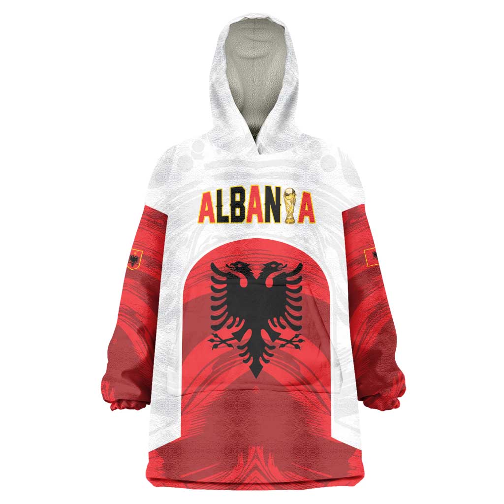 Custom Football 2026 Albania White Wearable Blanket Hoodie Kuqezinjte Come On