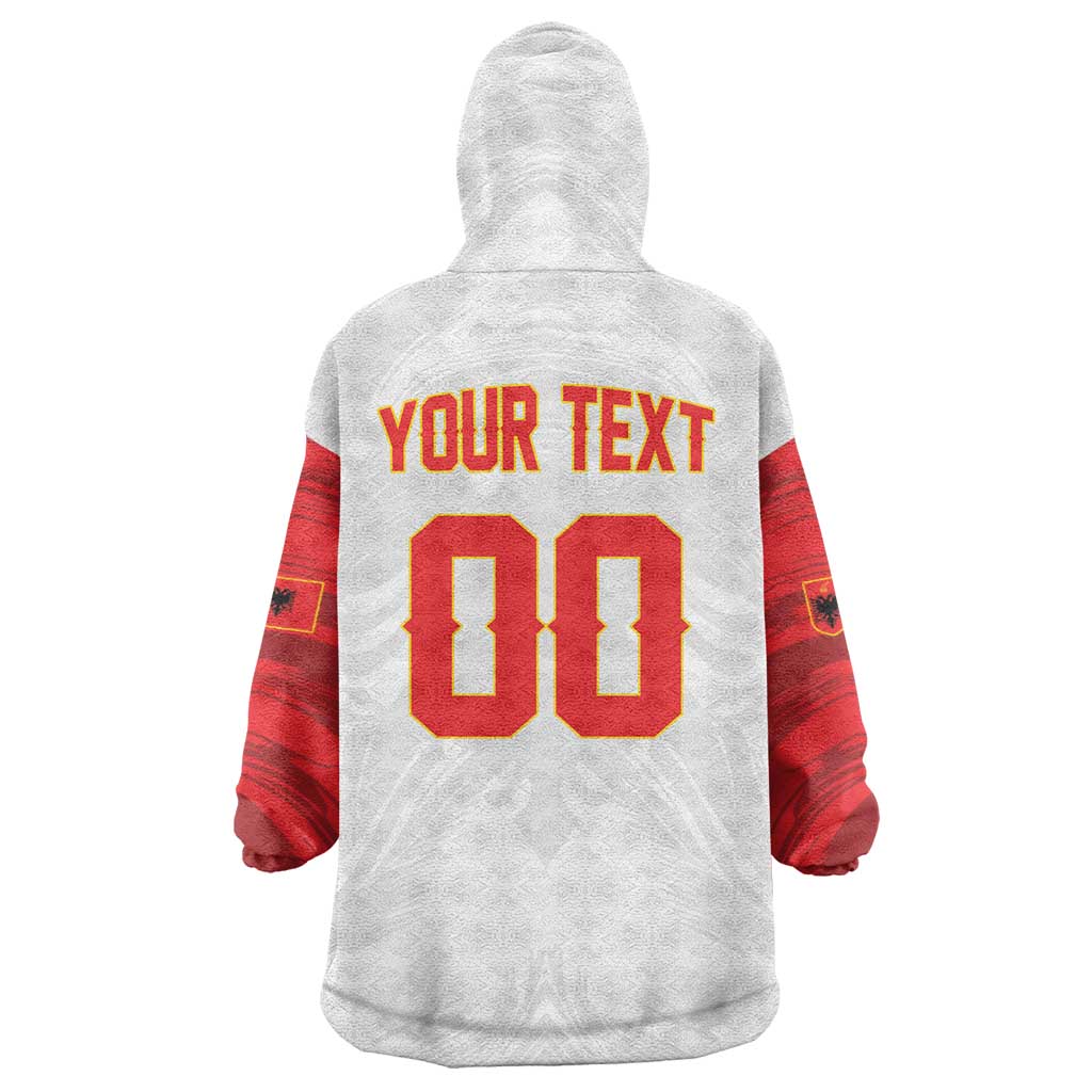 Custom Football 2026 Albania White Wearable Blanket Hoodie Kuqezinjte Come On