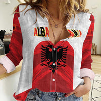 Custom Football 2026 Albania White Women Casual Shirt Kuqezinjte Come On
