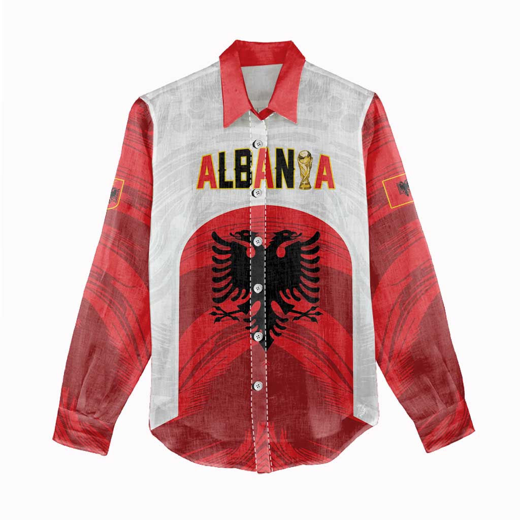 Custom Football 2026 Albania White Women Casual Shirt Kuqezinjte Come On