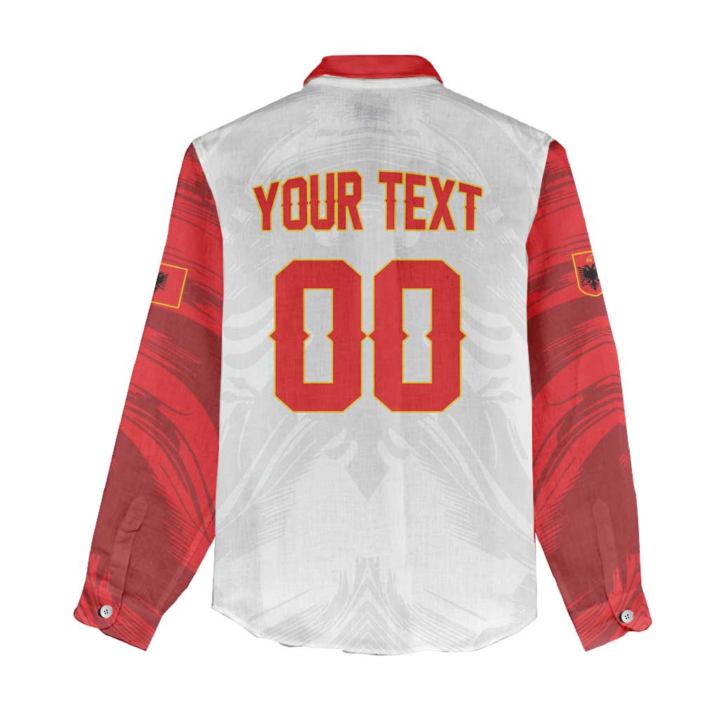 Custom Football 2026 Albania White Women Casual Shirt Kuqezinjte Come On