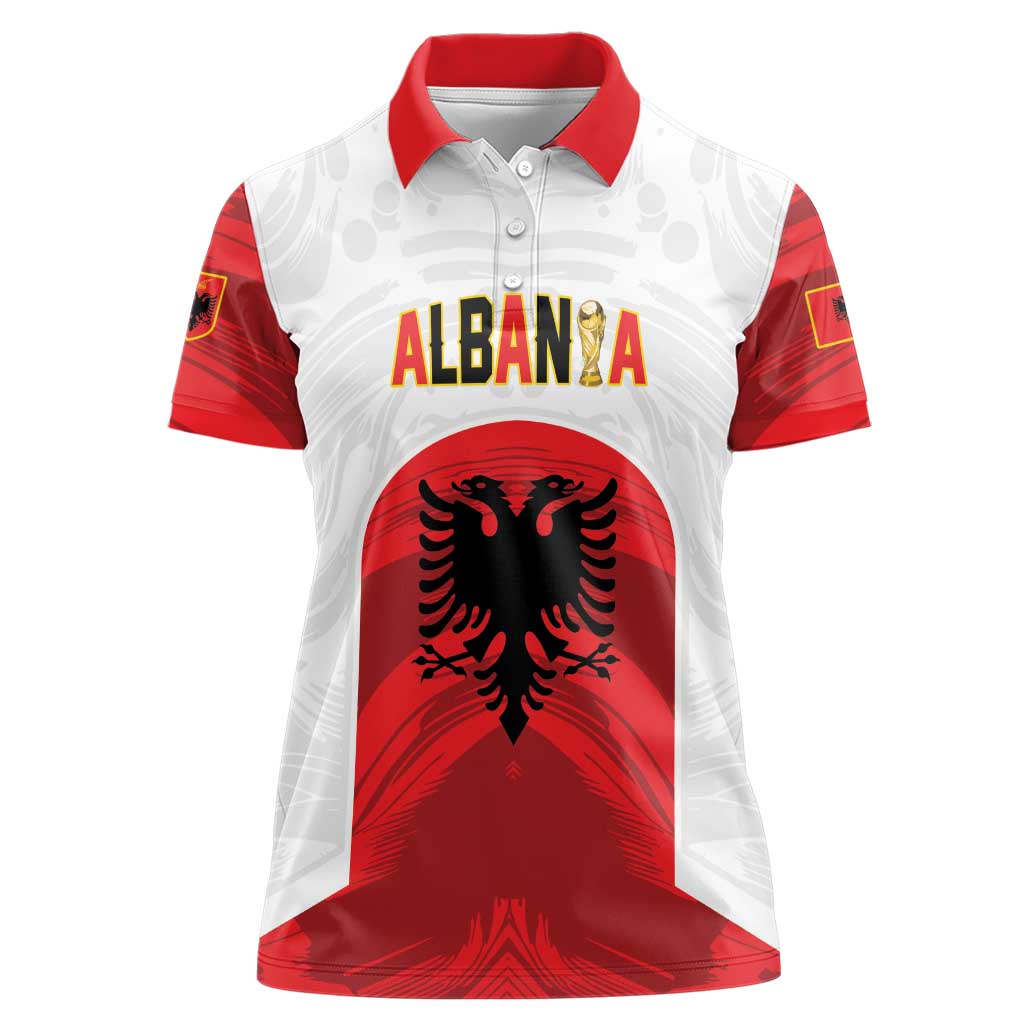Custom Football 2026 Albania White Women Polo Shirt Kuqezinjte Come On