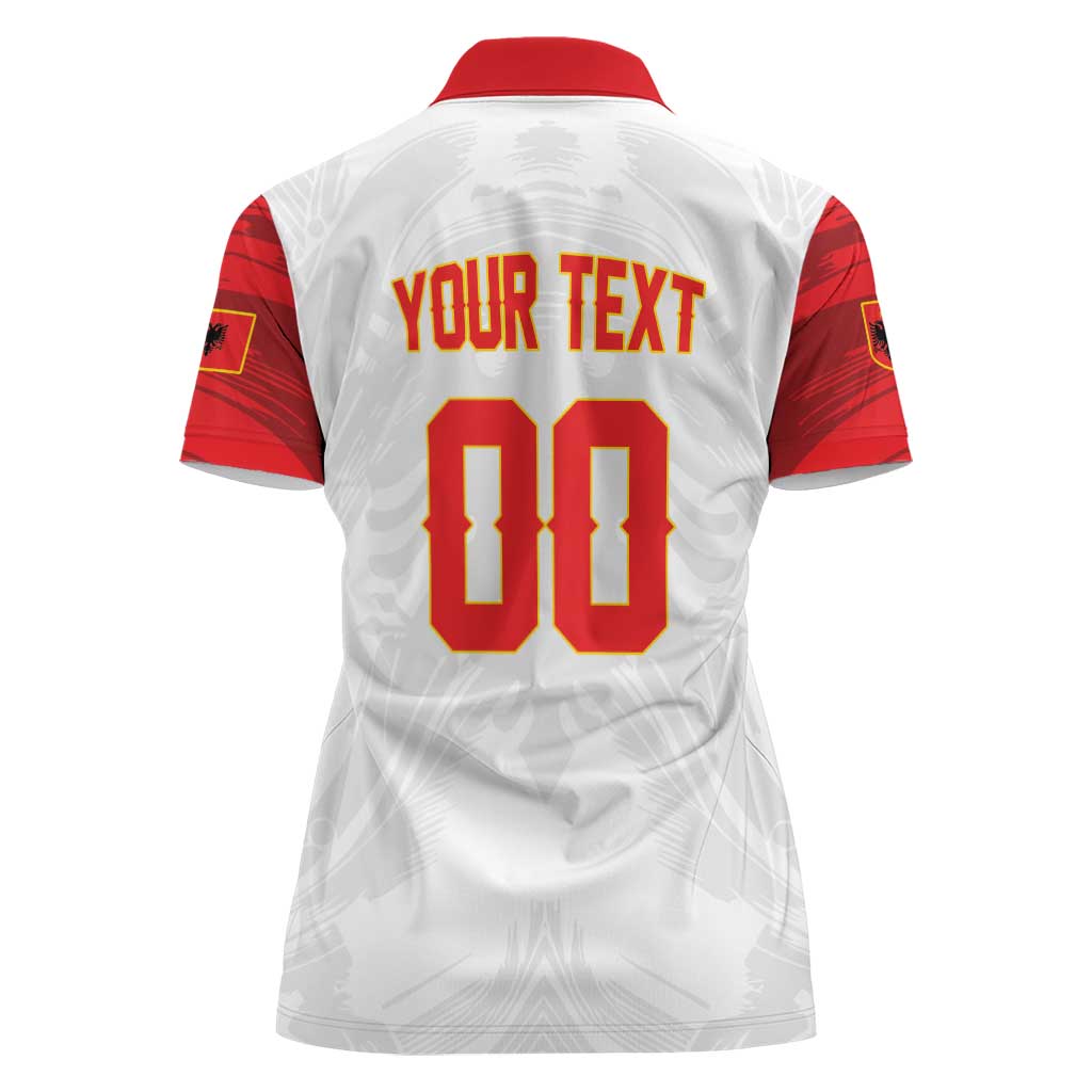 Custom Football 2026 Albania White Women Polo Shirt Kuqezinjte Come On