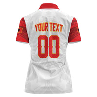 Custom Football 2026 Albania White Women Polo Shirt Kuqezinjte Come On